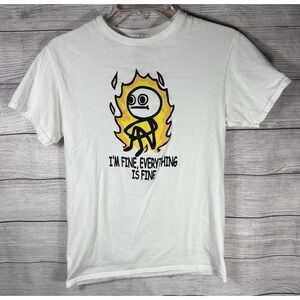 D/OM Men's Graphic T Shirt Small "I'm Fine Everything Is Fine" Flame Meme Tee